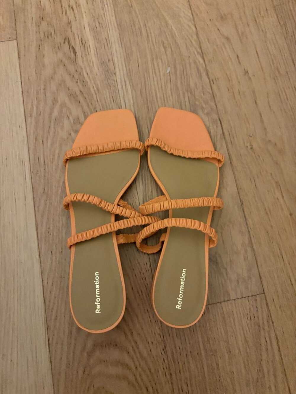NWT Reformation Orange Strappy Block Heel Sandals Size 9.5